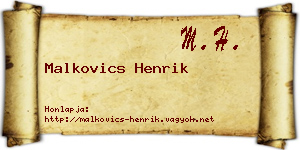 Malkovics Henrik névjegykártya